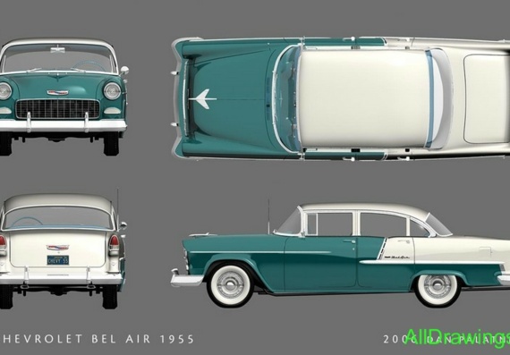 Chevrolet Bel Air (1955) (Chevrolet It is white Eyre (1955)) are drawings of the car